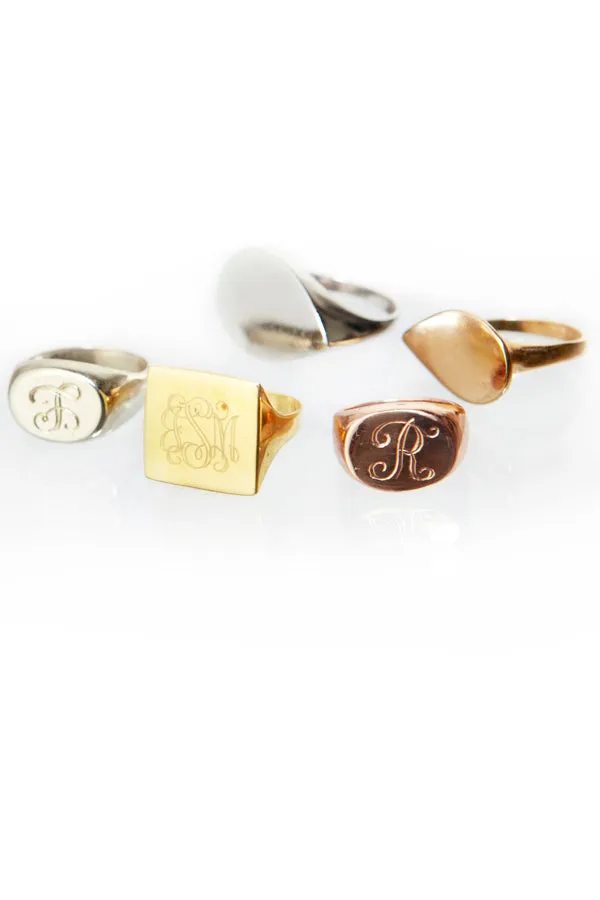 Monogram Fine Teardrop Signet Ring