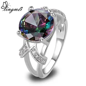 Mystic Rainbow Topaz Multi-Color Silver Ring