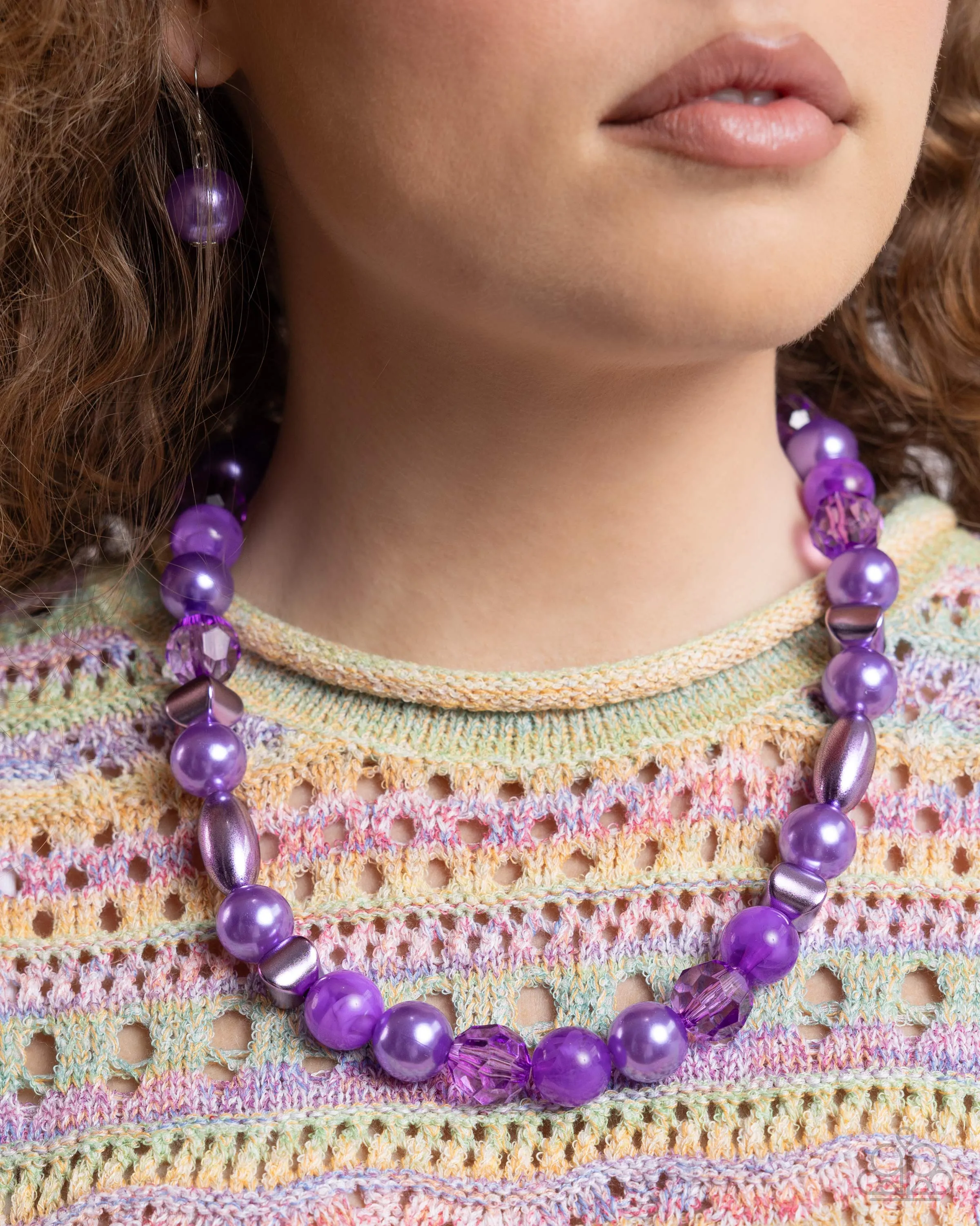 Necklaces Plentiful Pearls - Purple SET53