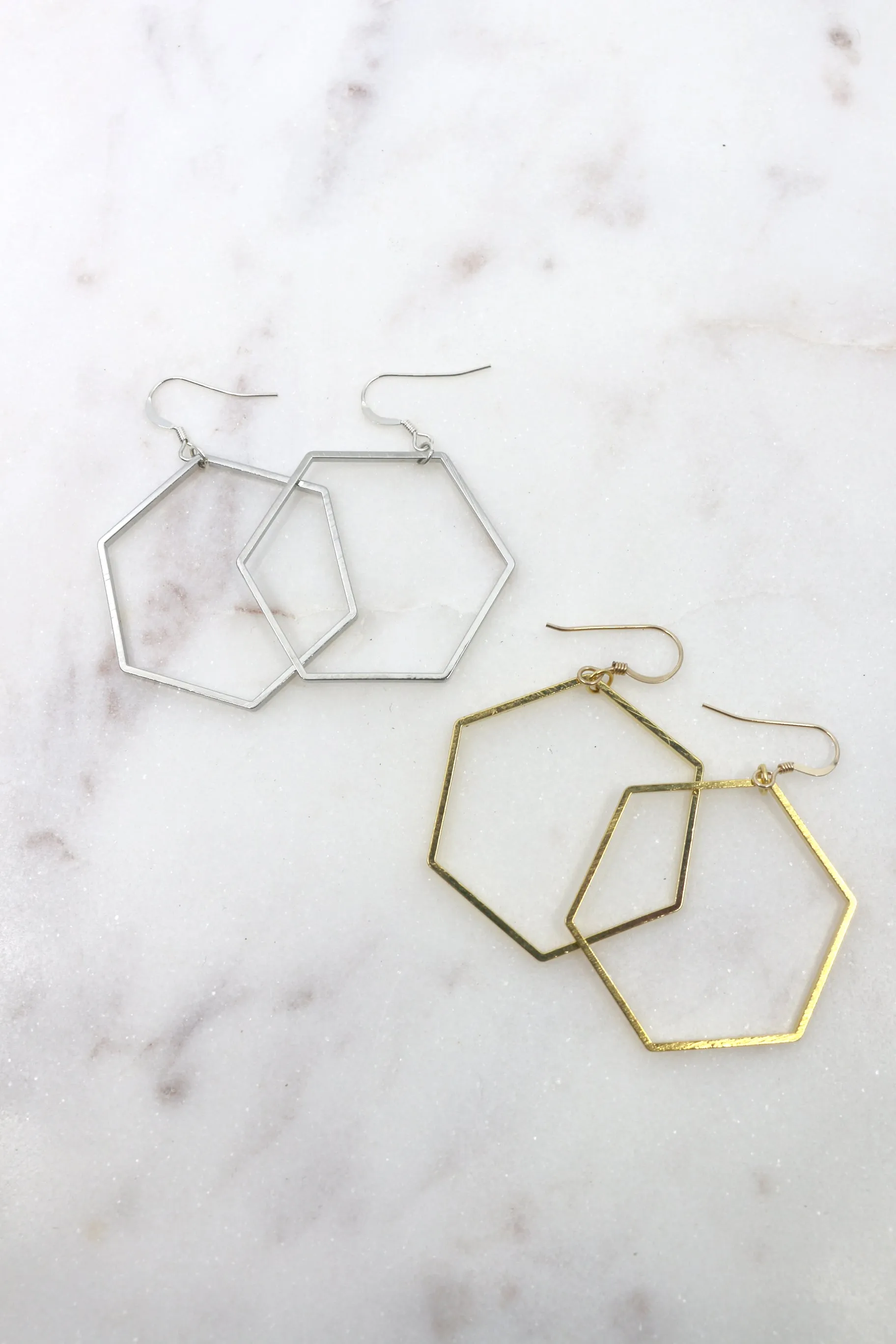 Oh Hex Yeah, I Got This // Hexagon Drop, Gold Filled, Sterling Silver, Classic Earrings // BH-E001