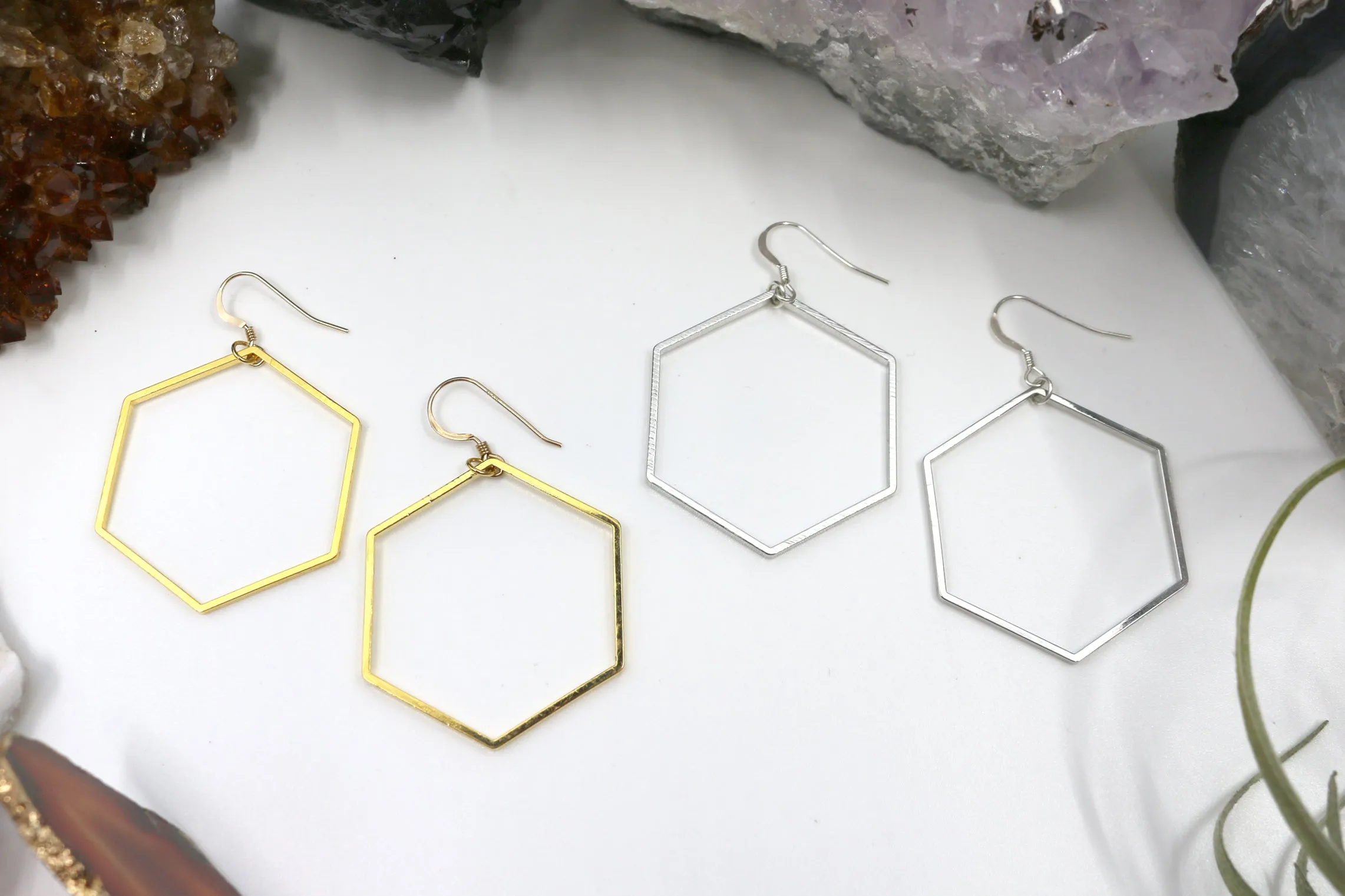 Oh Hex Yeah, I Got This // Hexagon Drop, Gold Filled, Sterling Silver, Classic Earrings // BH-E001