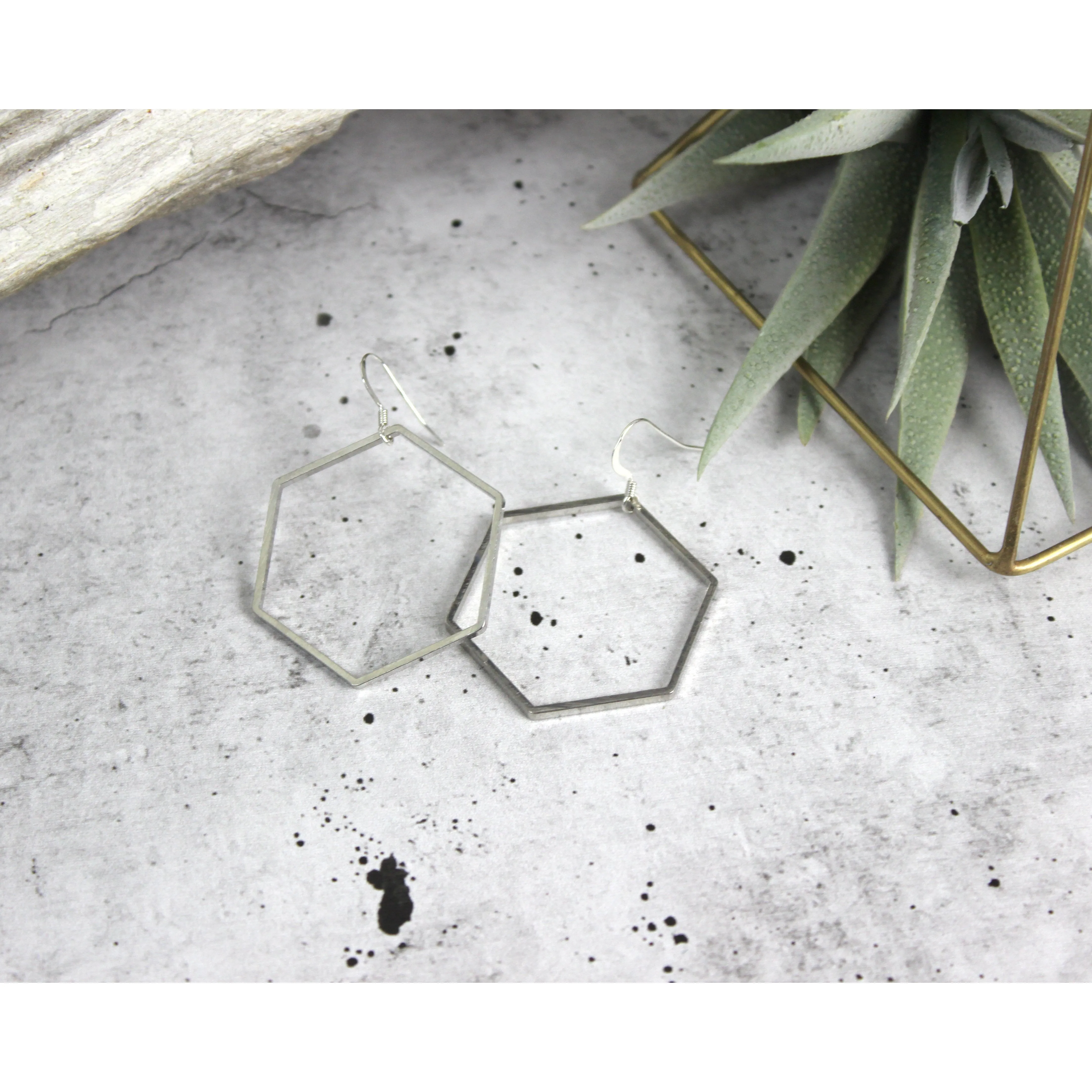 Oh Hex Yeah, I Got This // Hexagon Drop, Gold Filled, Sterling Silver, Classic Earrings // BH-E001