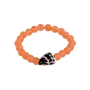 *Orange Jade Gemstone Cone Shell Bracelet, S/M