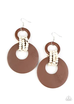 Paparazzi Earring ~ Beach Day Drama - Brown