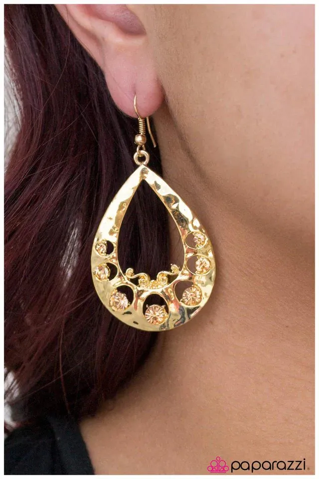 Paparazzi Earring ~ Bohemian Rhapsody - Gold