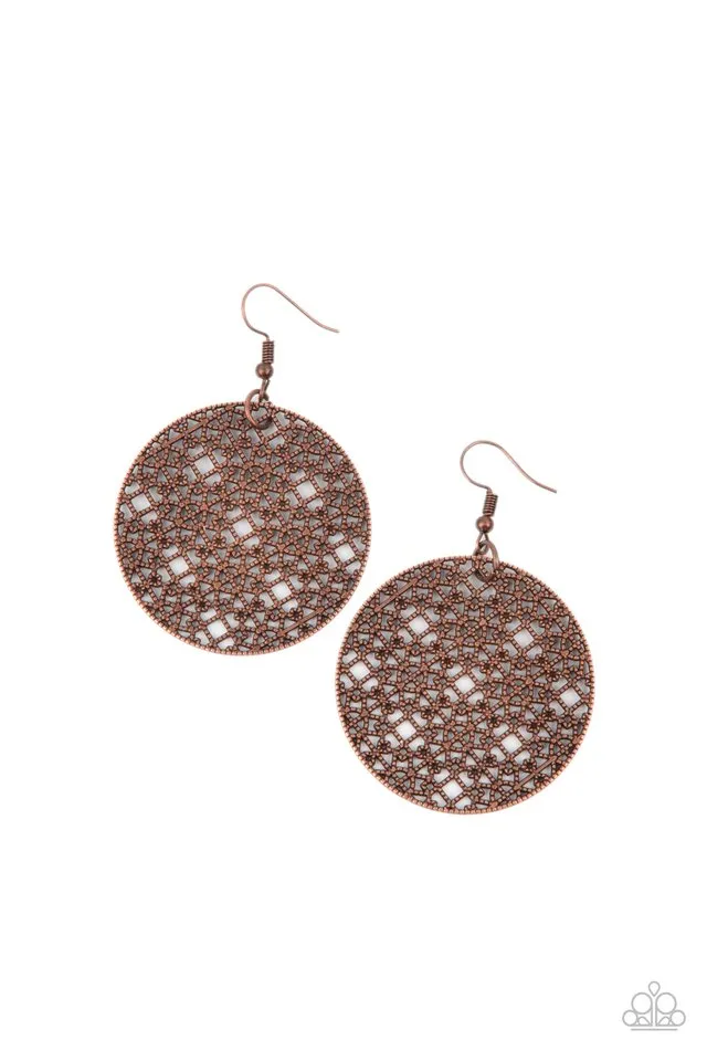 Paparazzi Earring ~ Metallic Mosaic - Copper