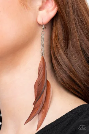 Paparazzi Earring ~ West Side Western - Brown