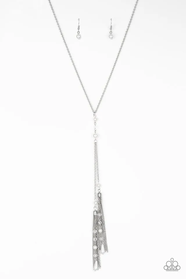 Paparazzi Necklace ~ Timeless Tassels - Silver