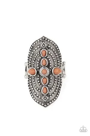 Paparazzi Ring ~ Shield in Place - Brown