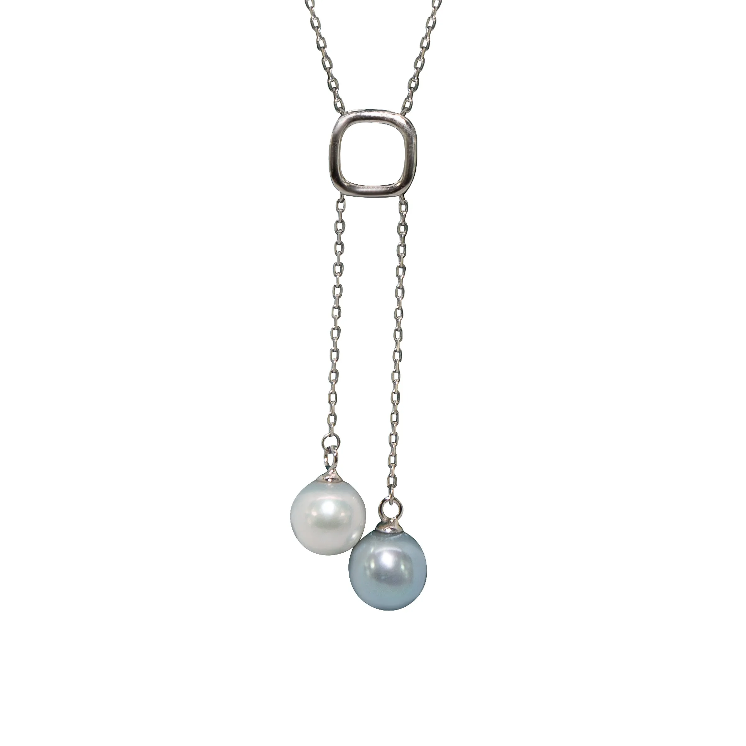 Pearl Duette Silver Necklace