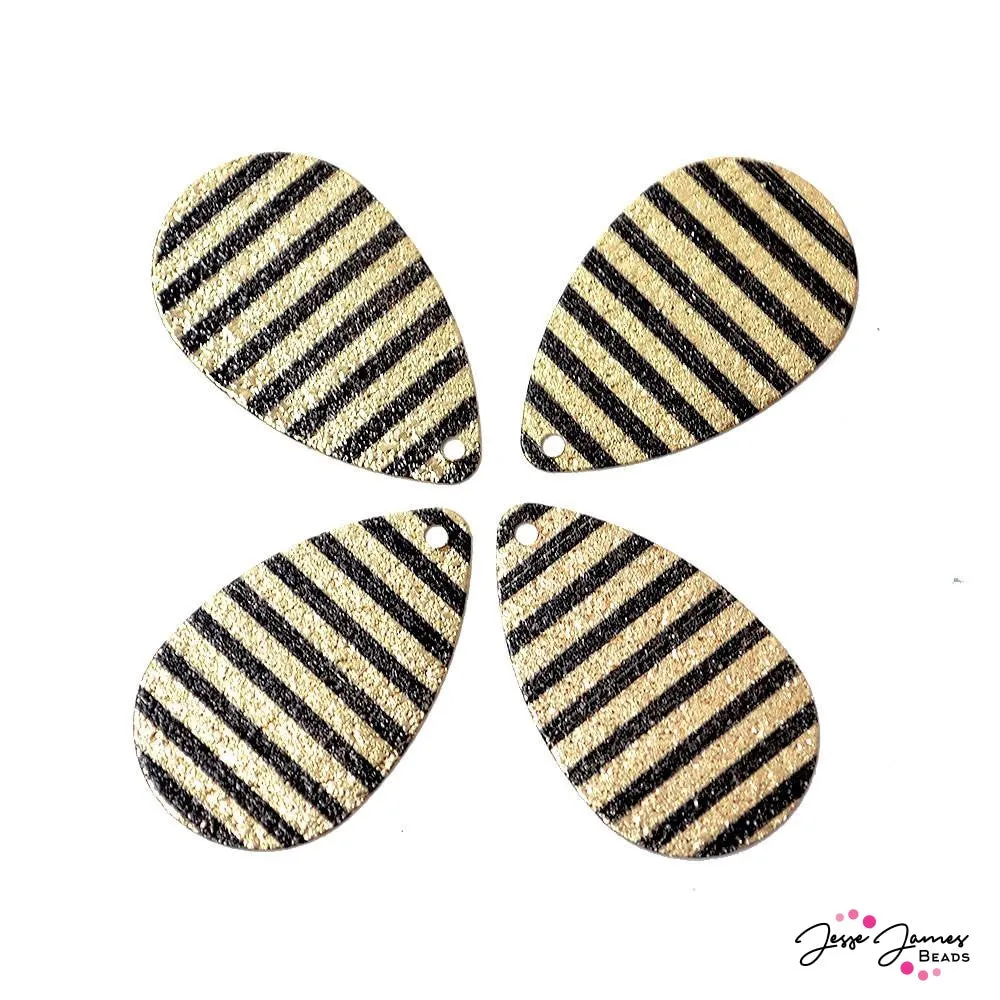 Pendant Set Seeing Stripes Black & Gold Glitter