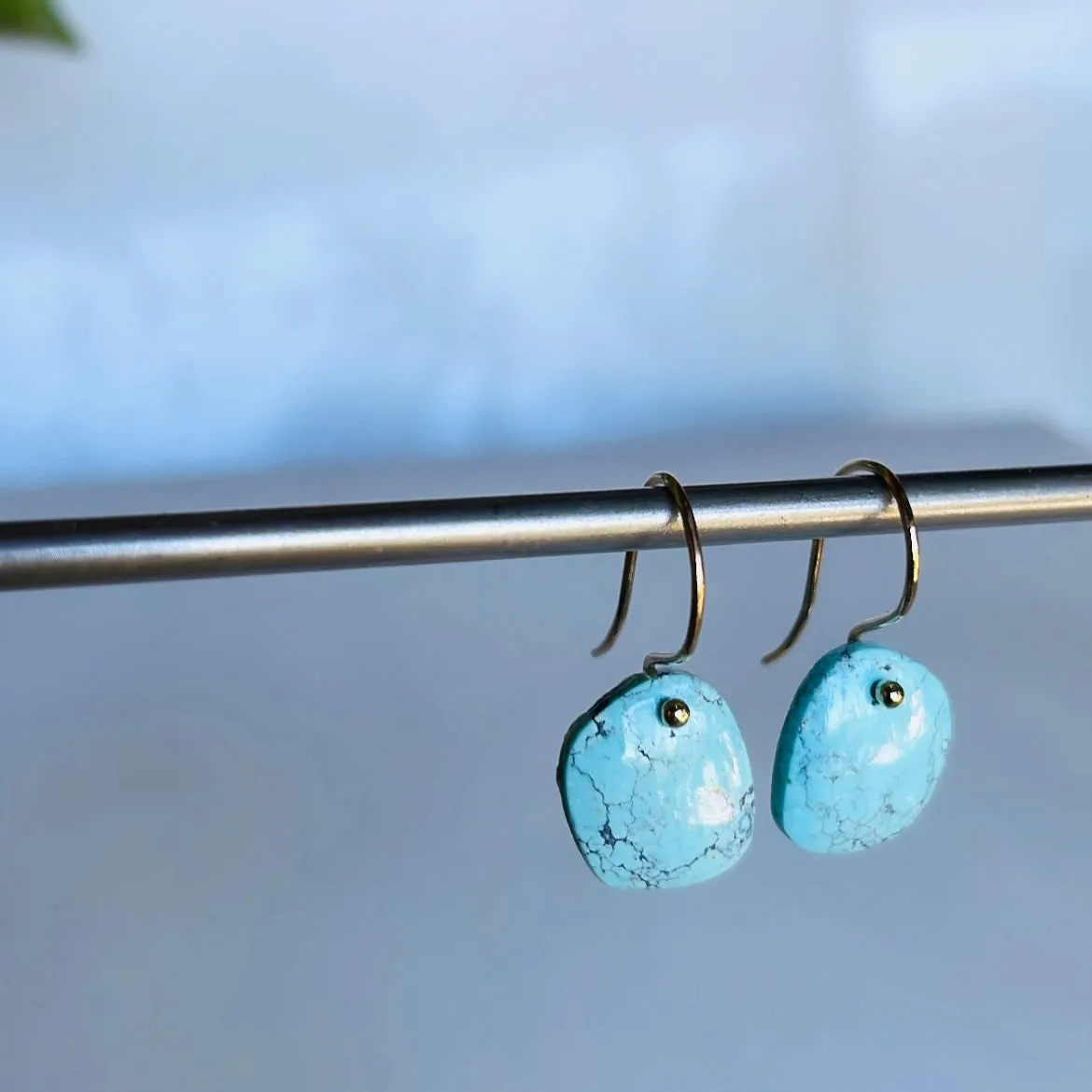 Petite smooth turquoise earrings