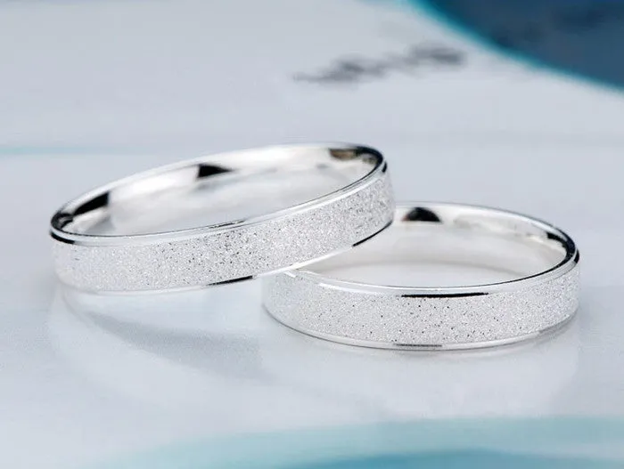 Platinum Plated Wedding Ring Frosted Couple Ring For Men and Women