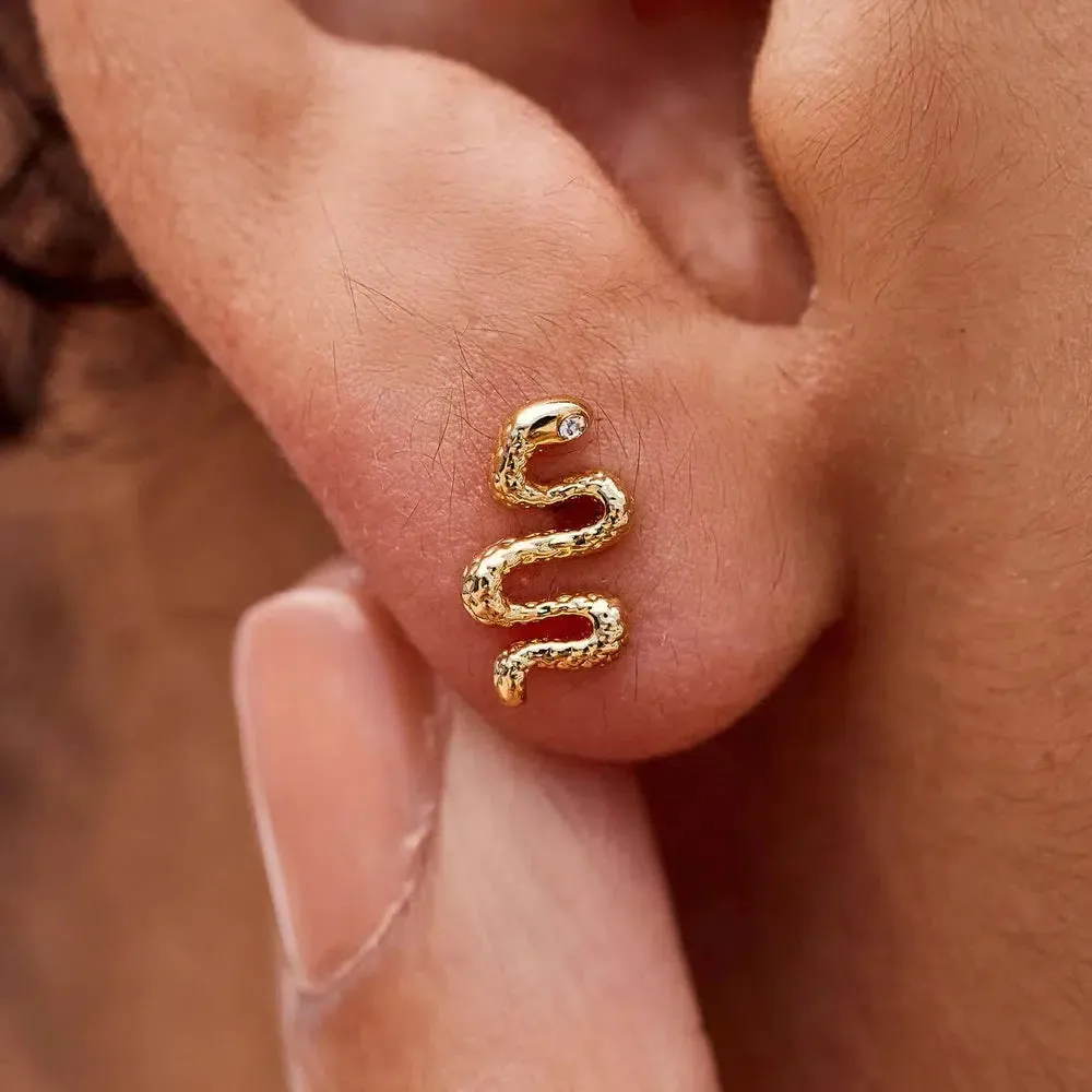 Pura Vida Snake Gold Stud Earrings