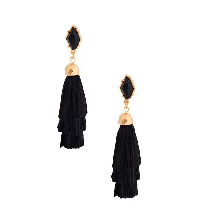 Raffia Stacked Tassel Earrings