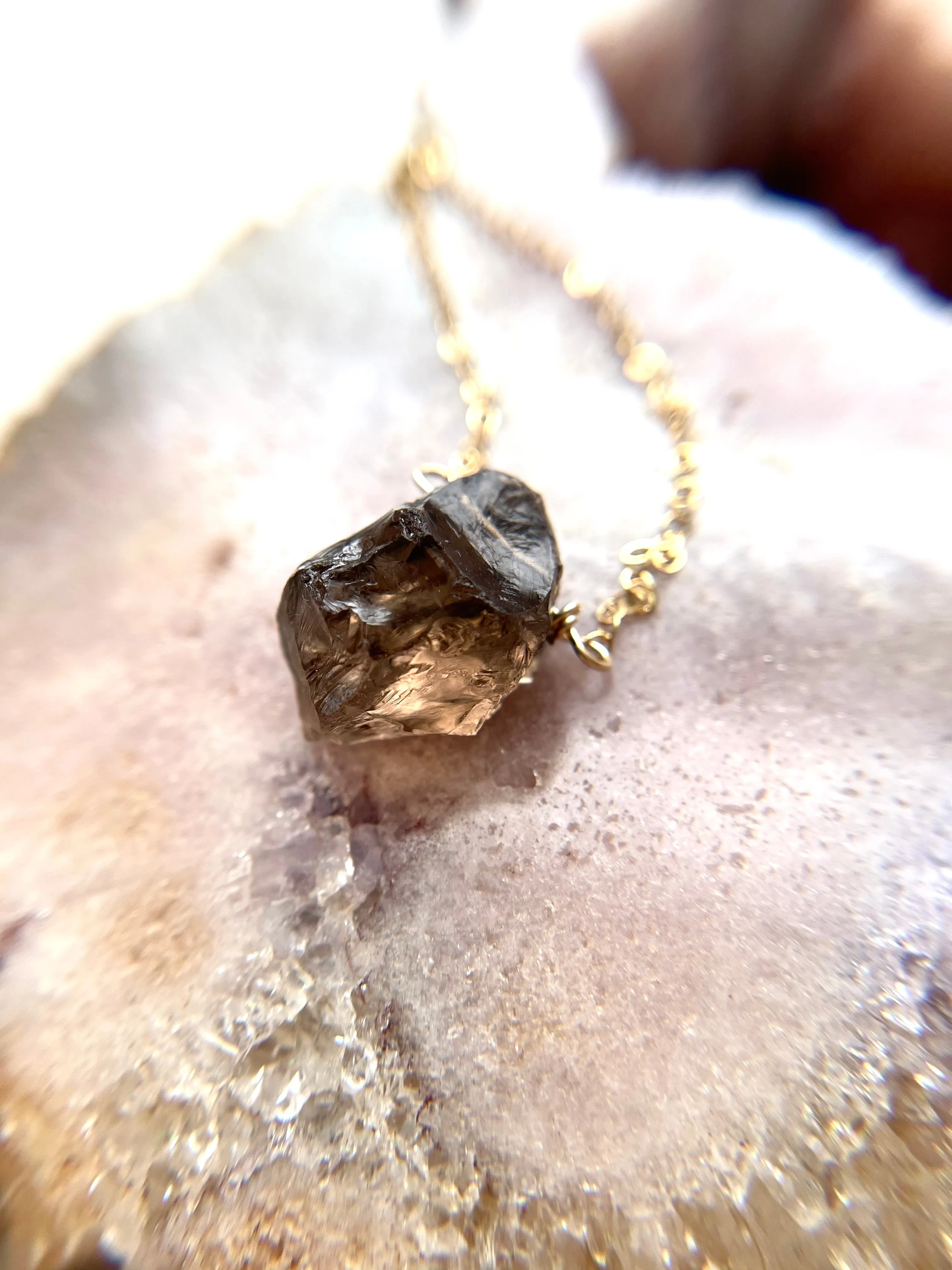 Raw smoky quartz necklace Root Chakra Jewelry