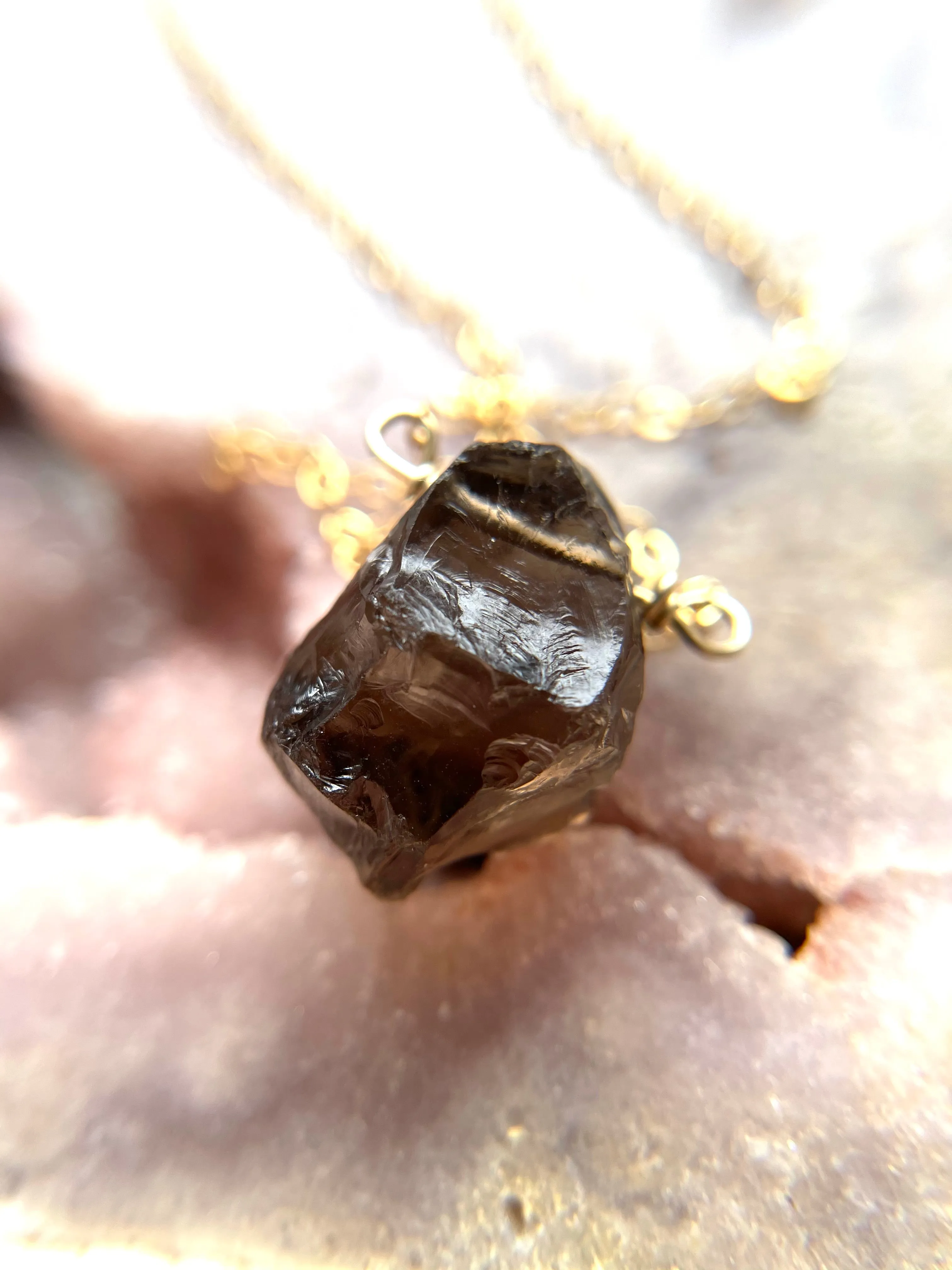 Raw smoky quartz necklace Root Chakra Jewelry