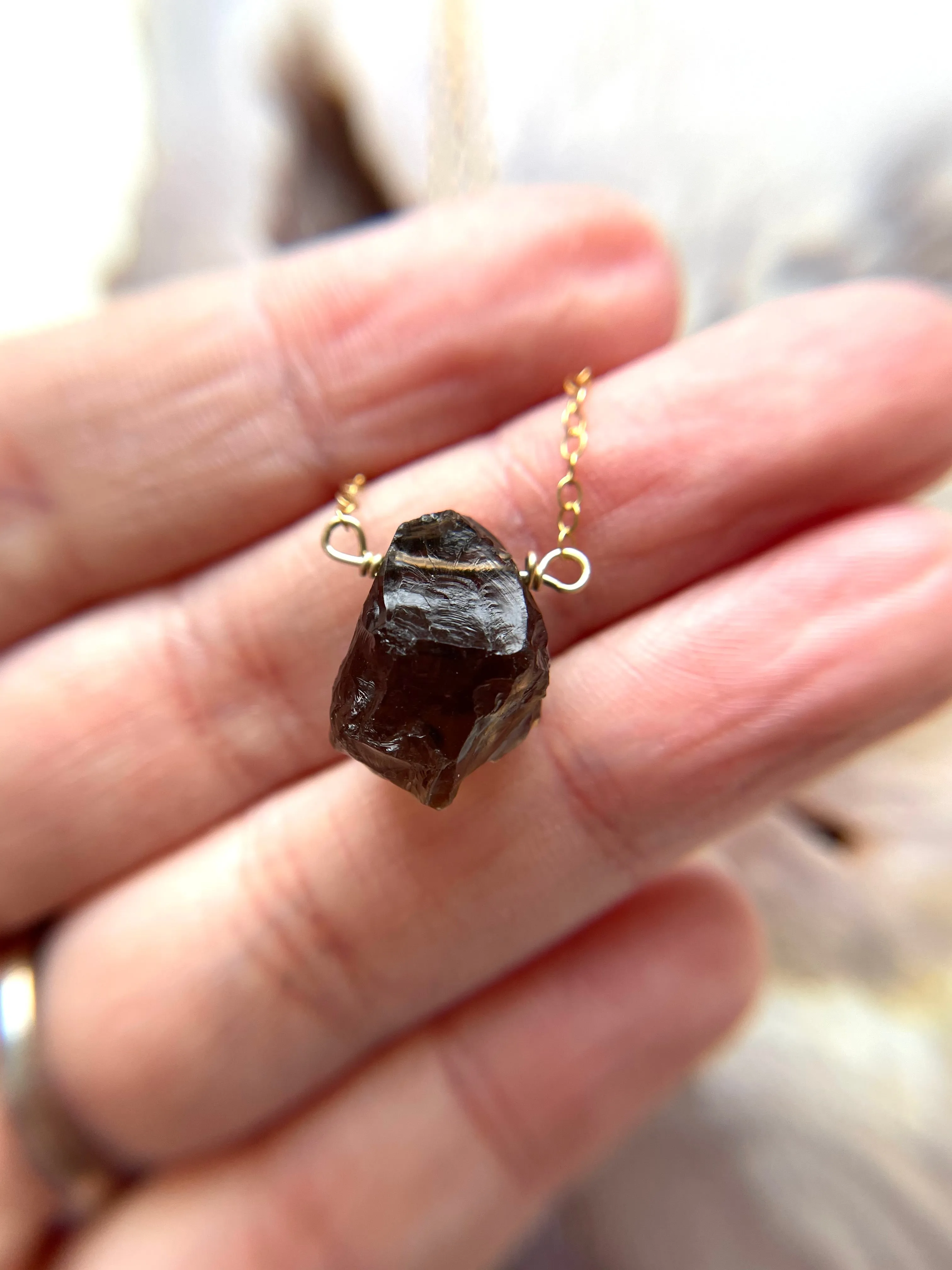 Raw smoky quartz necklace Root Chakra Jewelry