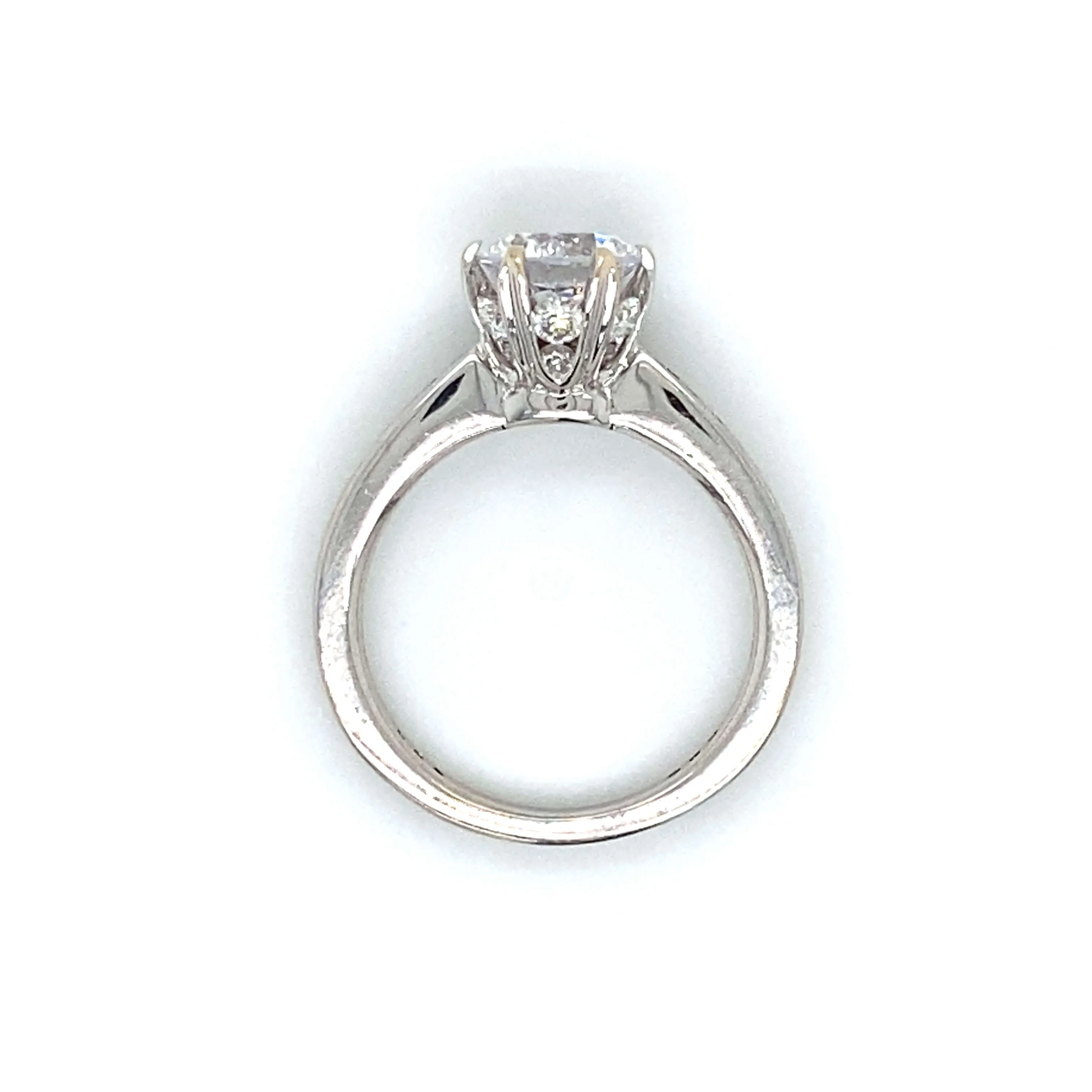 Ritani Side Stone Diamond Prongs Engagement Ring in 18K White Gold