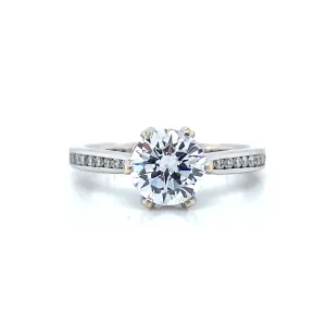 Ritani Side Stone Diamond Prongs Engagement Ring in 18K White Gold