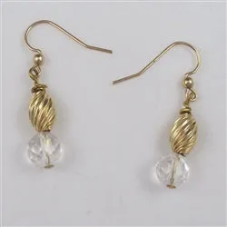 Rock Crystal and Gold Earrings