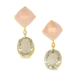 Rose Quartz and Prasiolite Drop Earrings