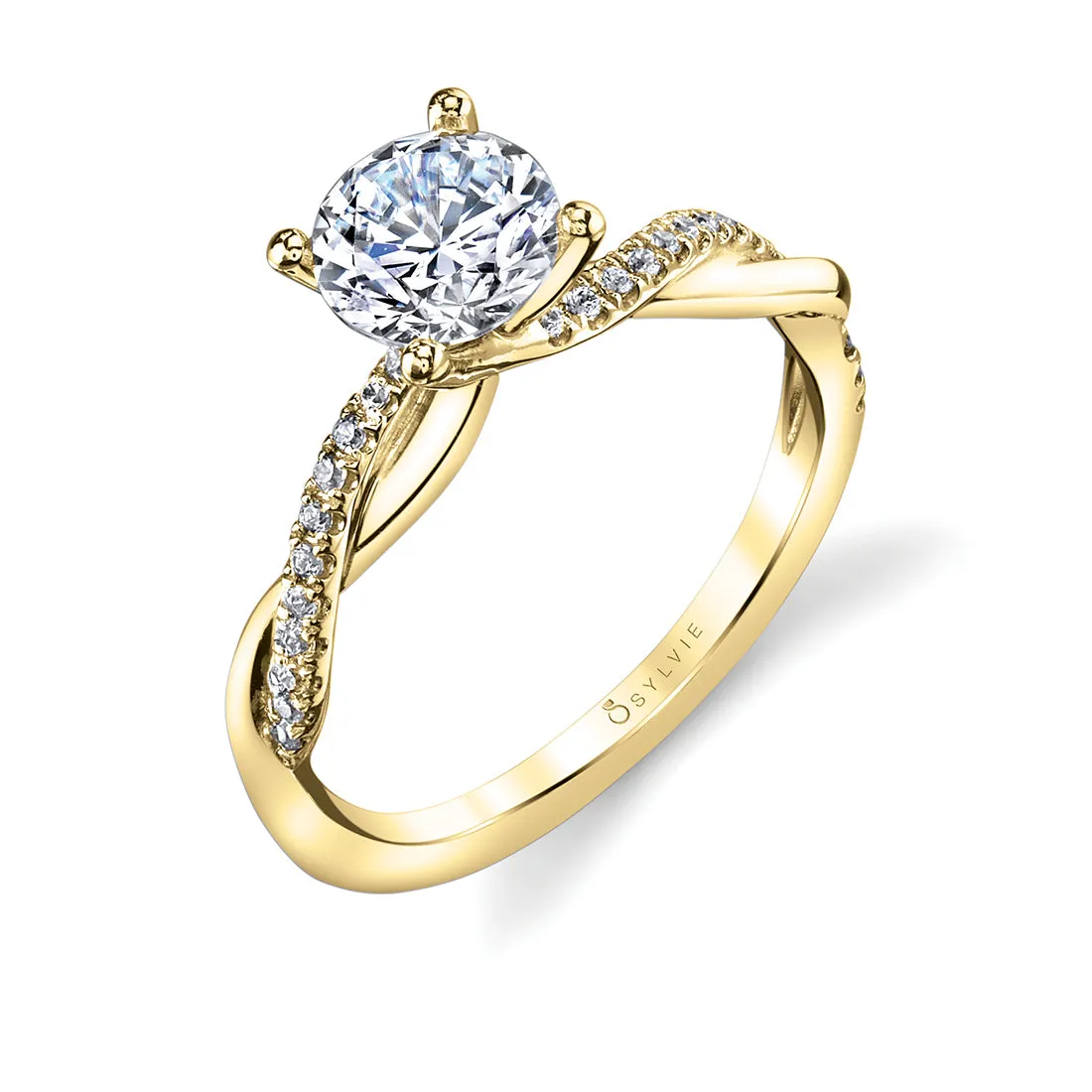 Round Cut Diamond Spiral Engagement Ring - Yasmine 18k Gold Yellow