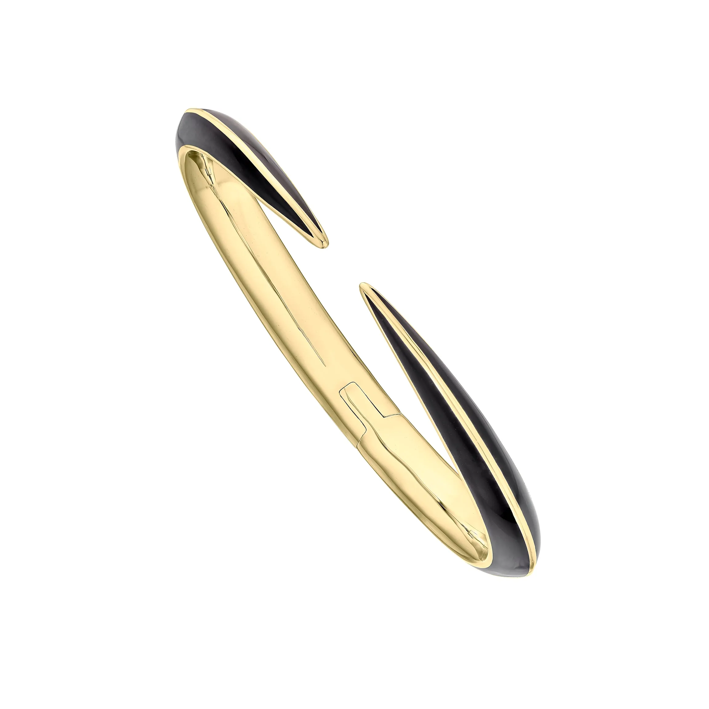 Sabre Deco Cuff Bangle - Yellow Gold Vermeil & Black Ceramic