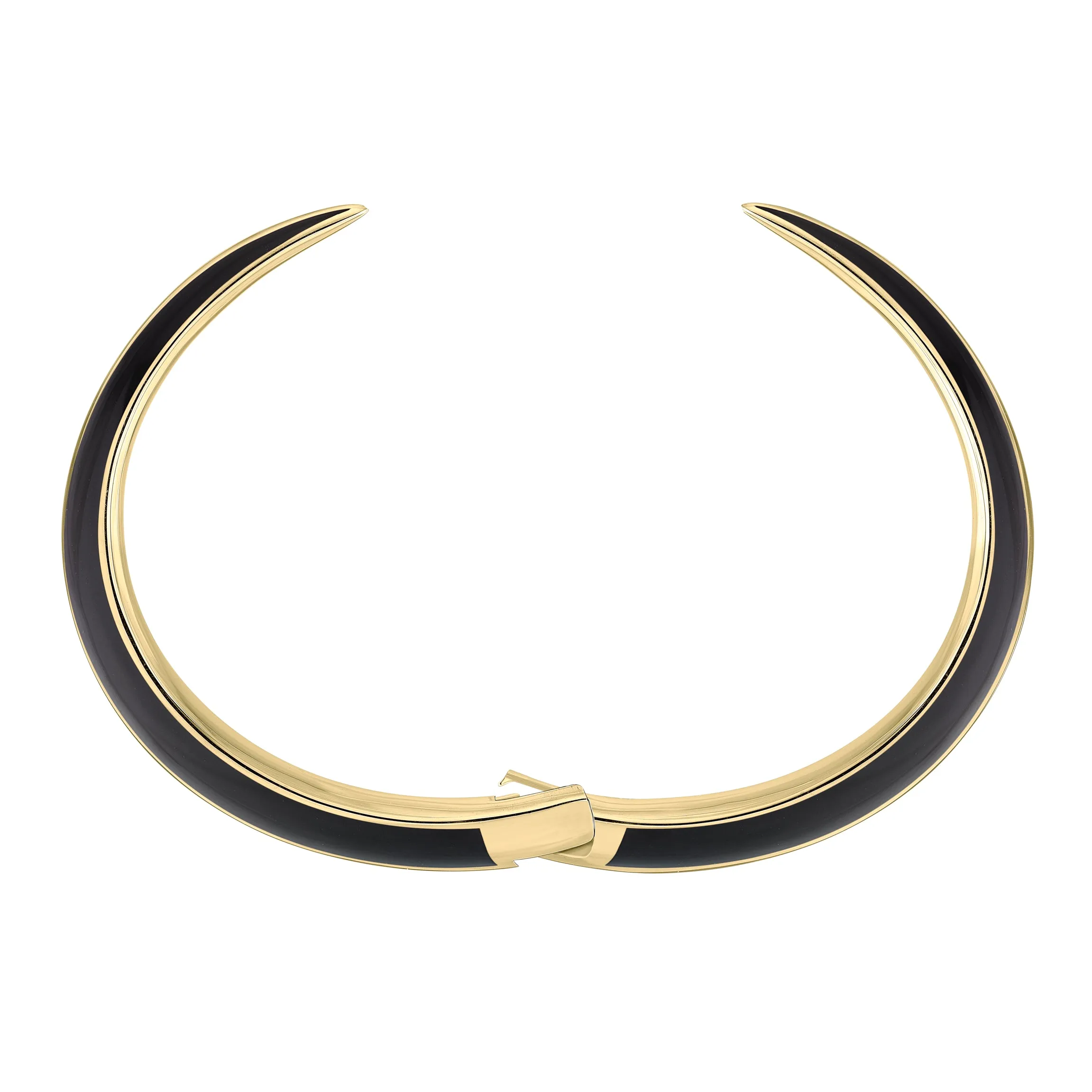 Sabre Deco Cuff Bangle - Yellow Gold Vermeil & Black Ceramic