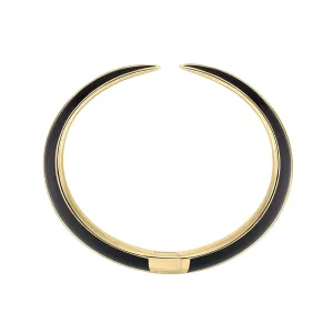 Sabre Deco Cuff Bangle - Yellow Gold Vermeil & Black Ceramic