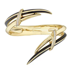 Sabre Deco Statement Cuff - Yellow Gold Vermeil, Black Ceramic & Diamond