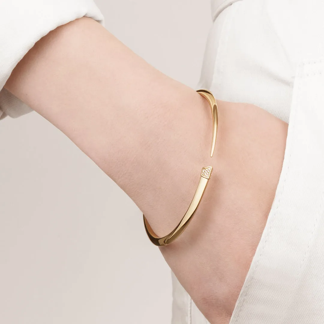 Sabre Slim Bangle - Yellow Gold Vermeil & Diamond Pavé