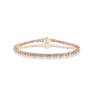 Selena 5 Carats Emerald & Round Brilliant Diamond Tennis Bracelet in 14k Rose Gold 2 Pointers Each Stone