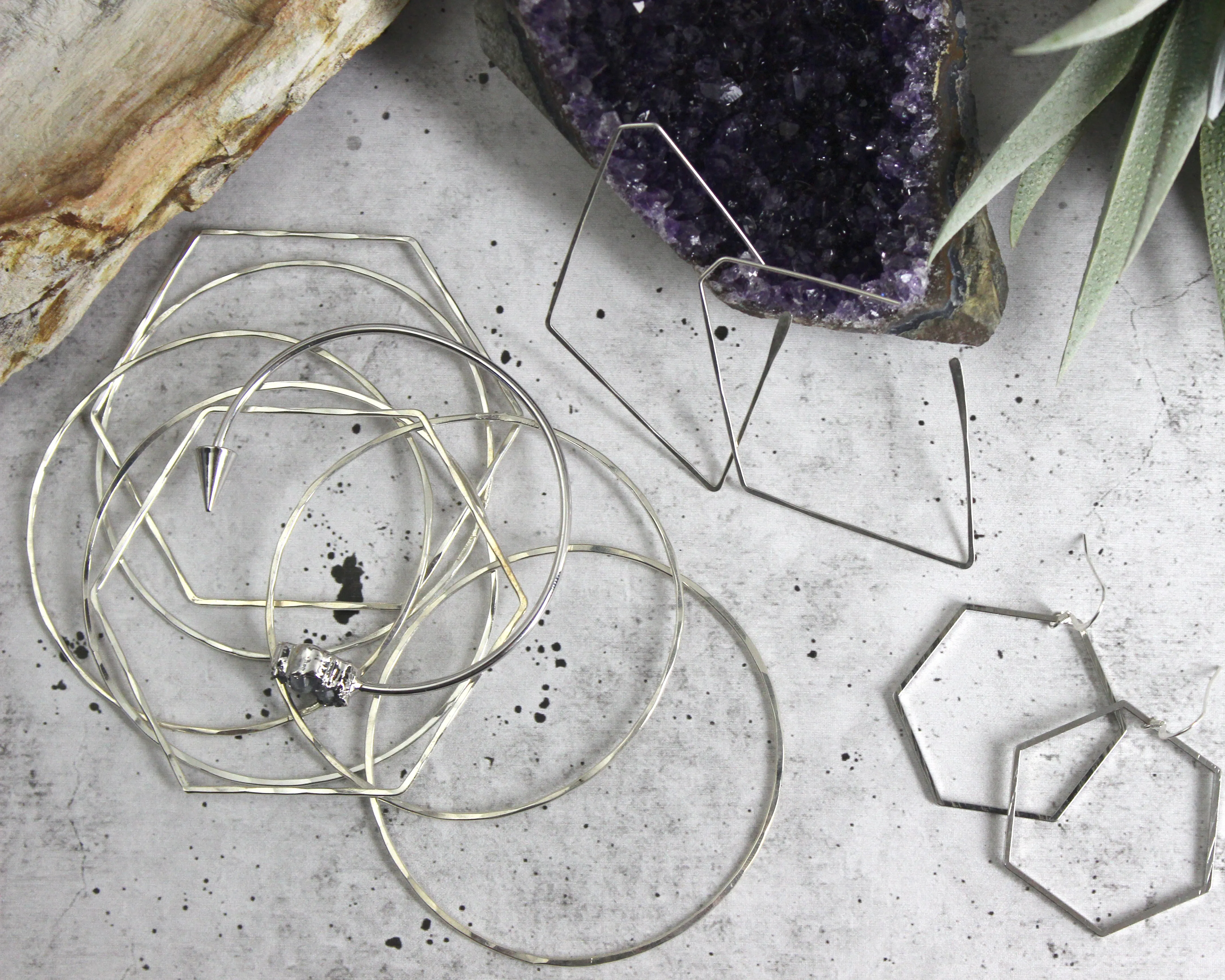 Shine Bright Like a Diamond // Hoop Earrings, Gold or Silver, Hand Forged, Boho Hoops // BH-E003