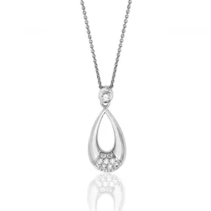 Silver & Co Elongated Pear Shape Cubic Zirconia Detail Chain Pendant SPG0056CZ