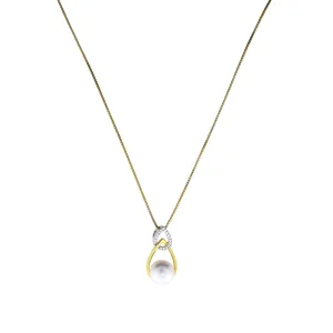 Silver & Gold Vermeil Freshwater Pearl Teardrops Pendant