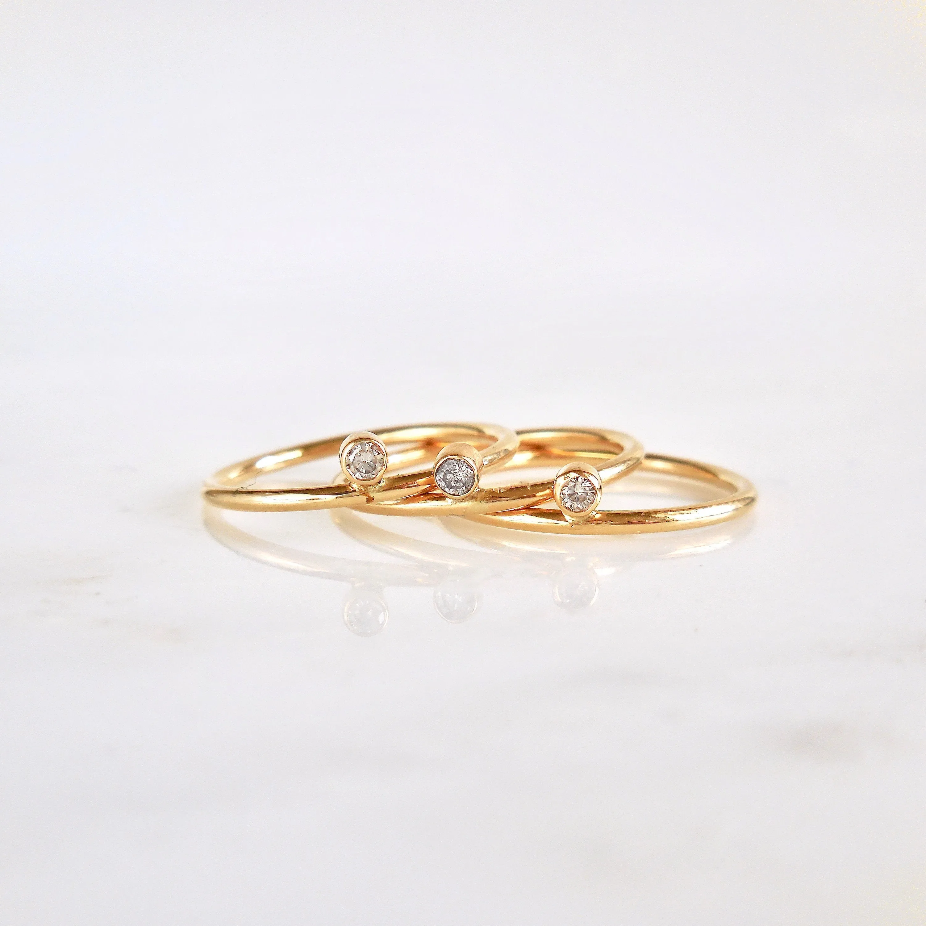 Simple Diamond Ring - Diamond 14k Gold Stacking Ring - Dainty Diamond Gold tacking Ring