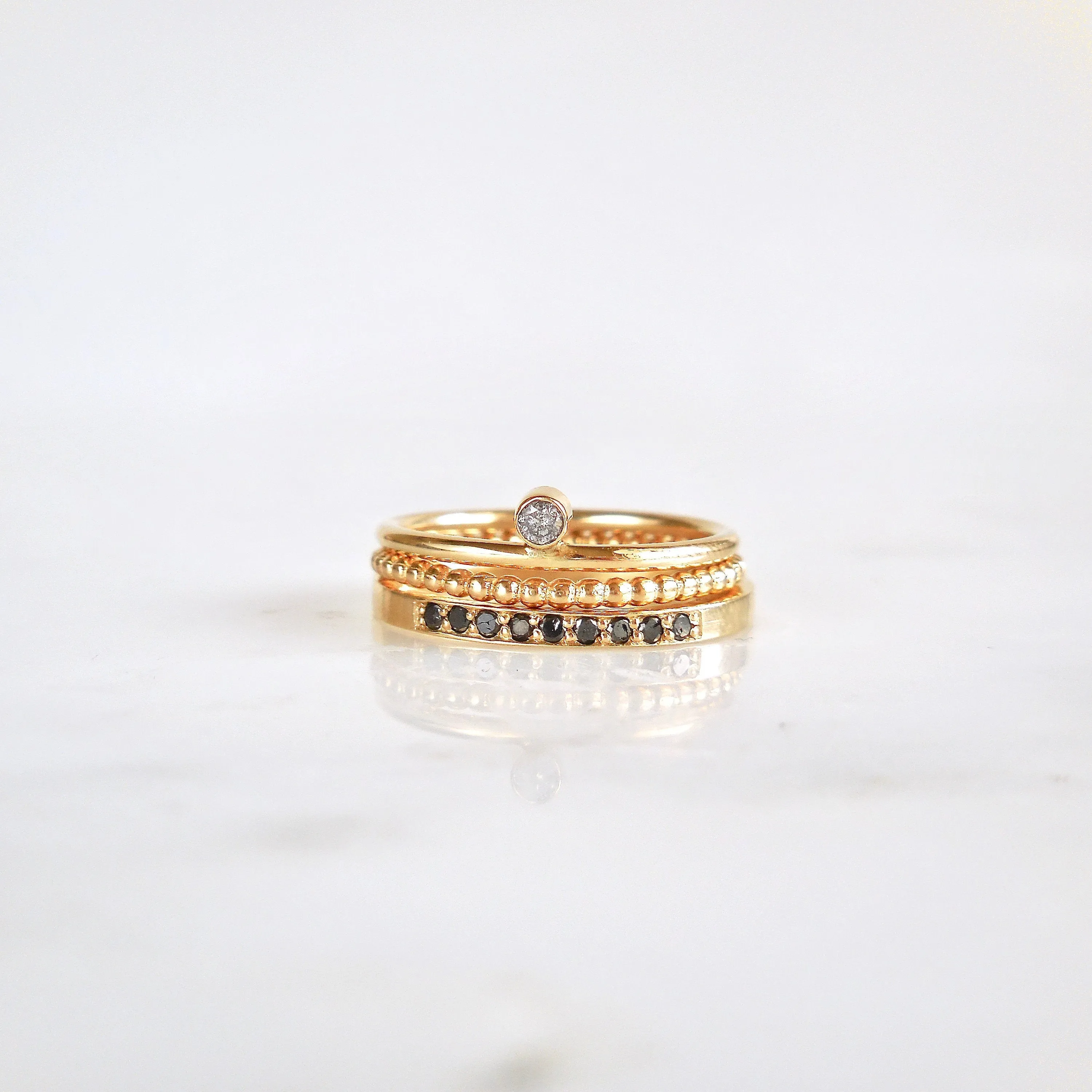 Simple Diamond Ring - Diamond 14k Gold Stacking Ring - Dainty Diamond Gold tacking Ring