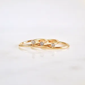 Simple Diamond Ring - Diamond 14k Gold Stacking Ring - Dainty Diamond Gold tacking Ring