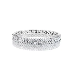 SKYE 6 Carat Emerald Cut Diamond Bangle Bracelet in 14k White Gold