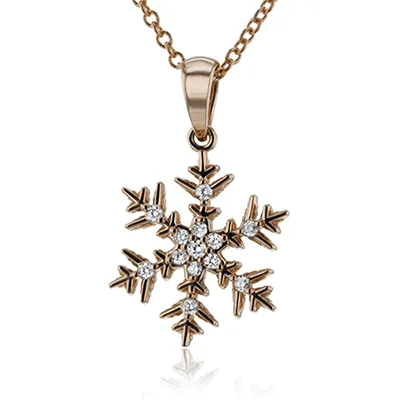 Snowflake Pendant in 18k Gold with Diamonds