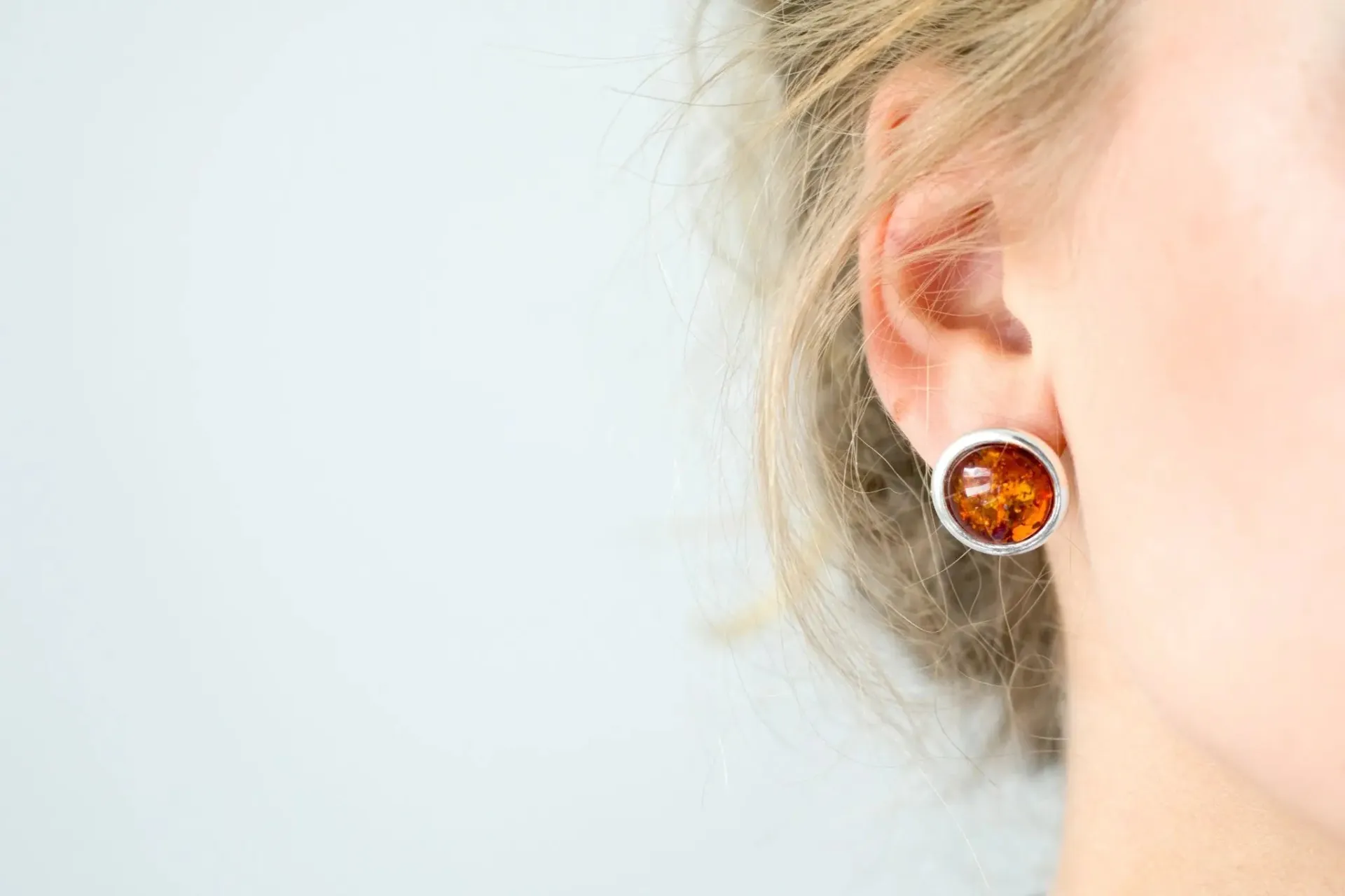 Statement Round Amber Stud Earrings | Elegant Evening Wear