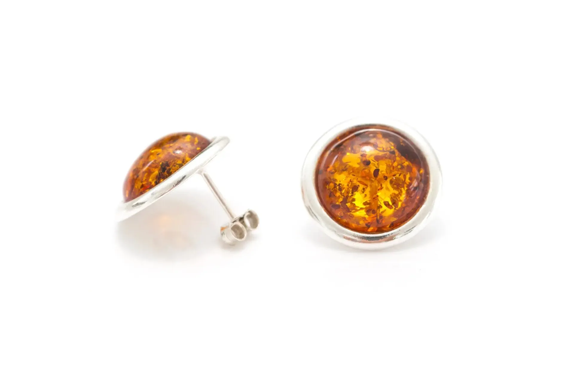 Statement Round Amber Stud Earrings | Elegant Evening Wear