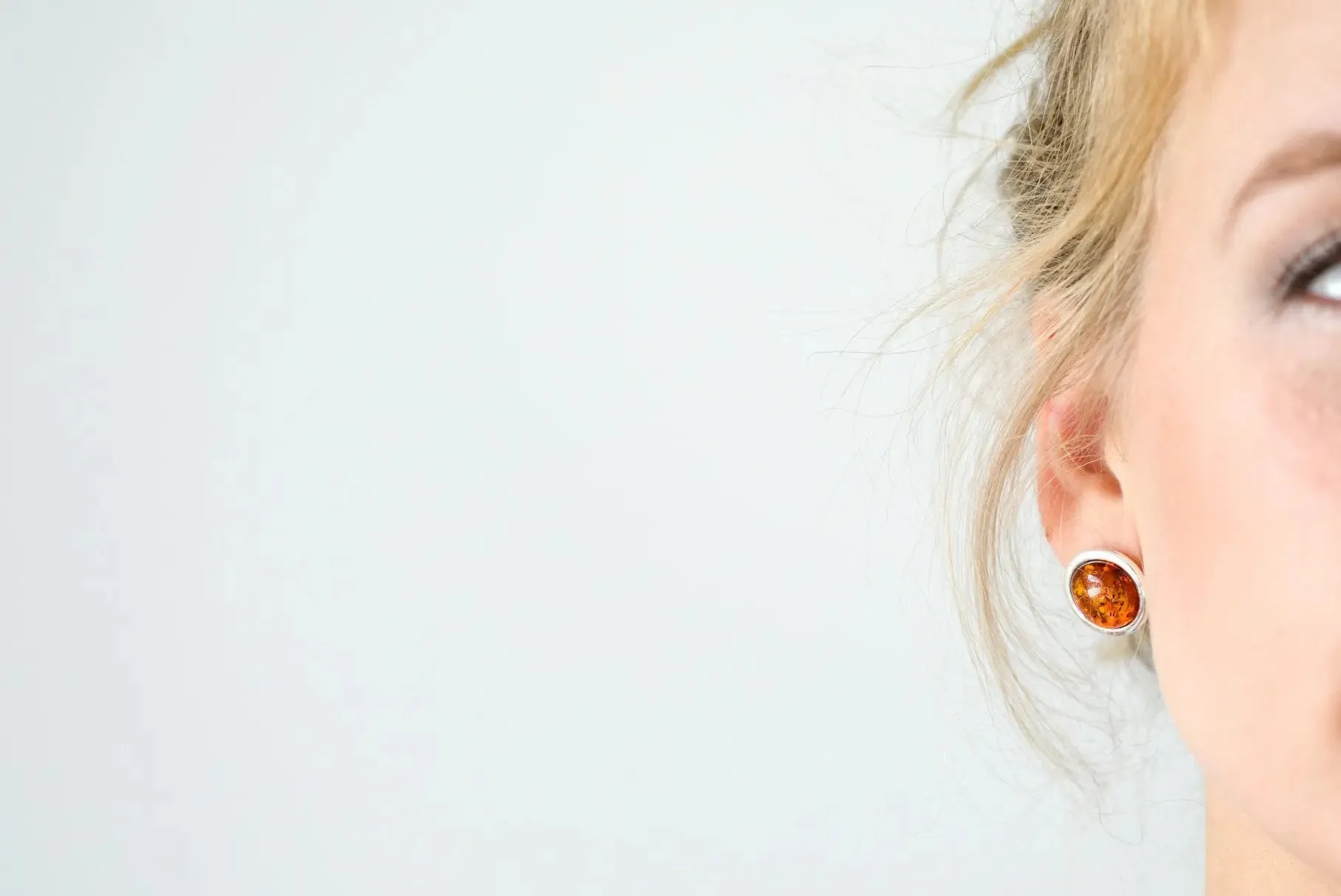 Statement Round Amber Stud Earrings | Elegant Evening Wear