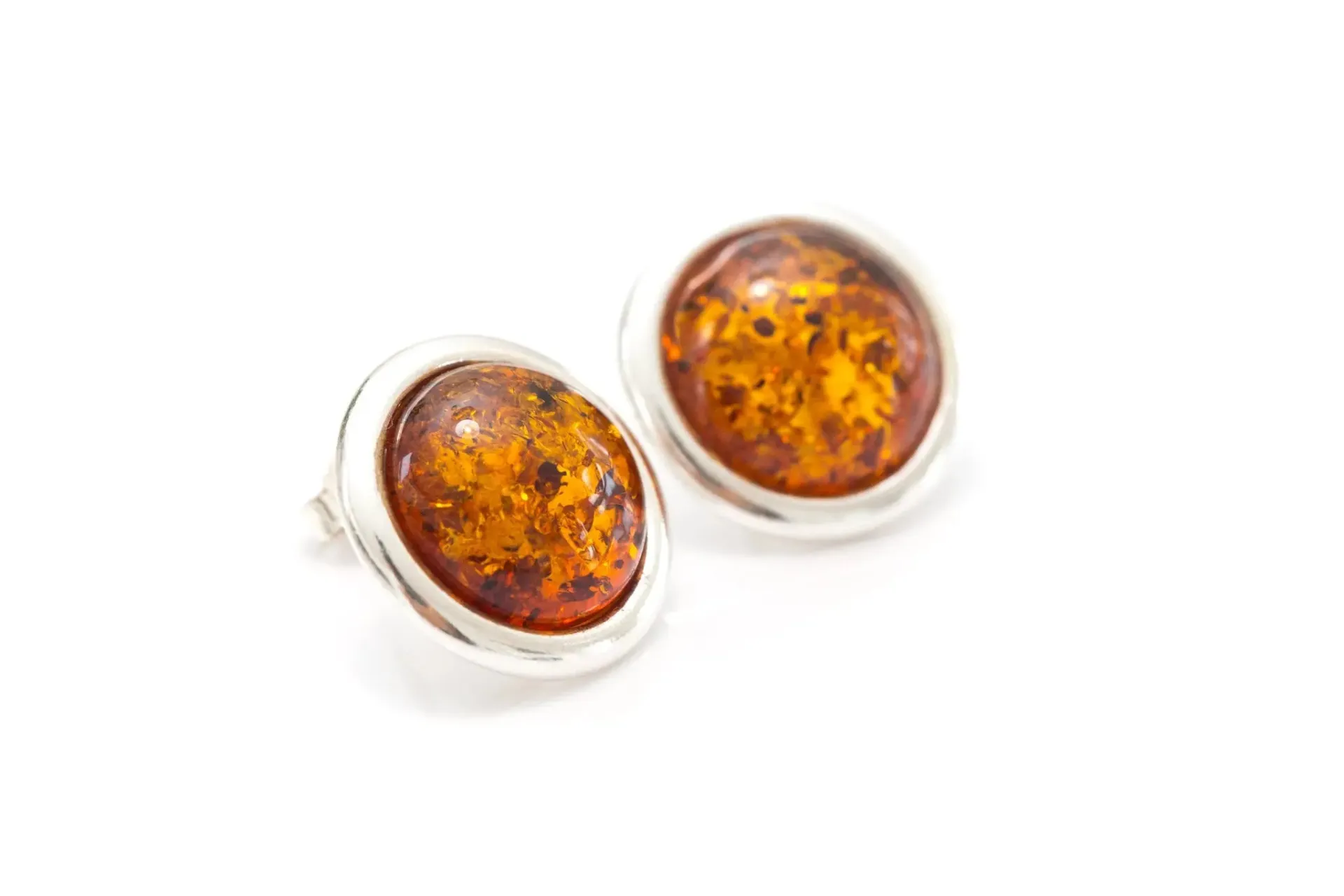 Statement Round Amber Stud Earrings | Elegant Evening Wear