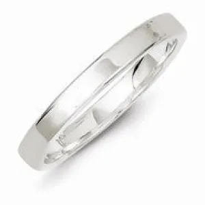 Sterling Silver 3mm Flat Wedding Band Ring