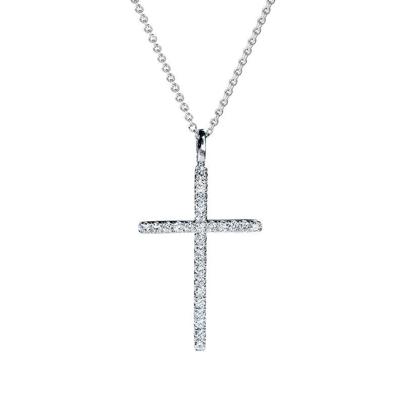 Sterling Silver Cross Diamond Sparkling Pendant