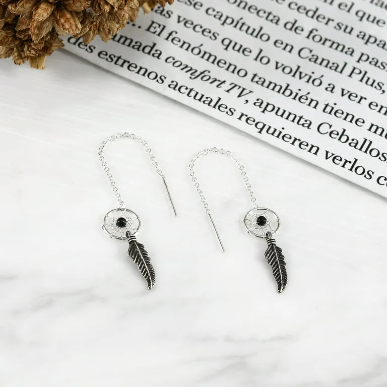 Sterling Silver Dreamcatcher Threader Earrings