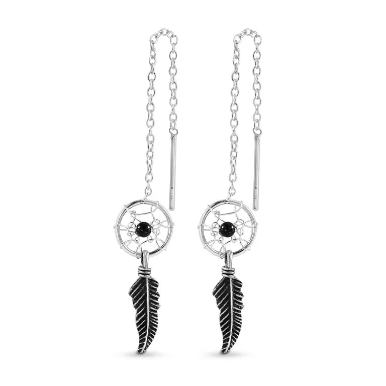 Sterling Silver Dreamcatcher Threader Earrings