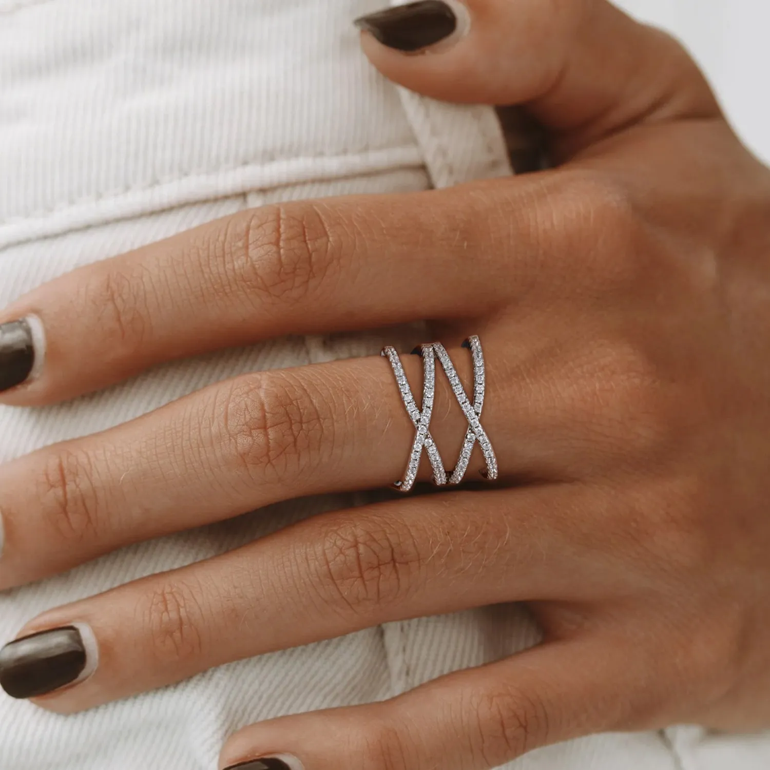 Sterling Silver Multi Criss Cross Stacking Rings